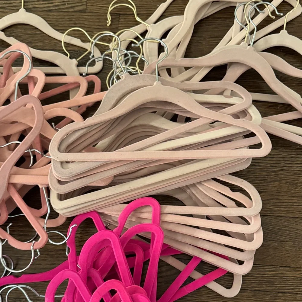 Set of Pink and Gray Velvet Hangers
